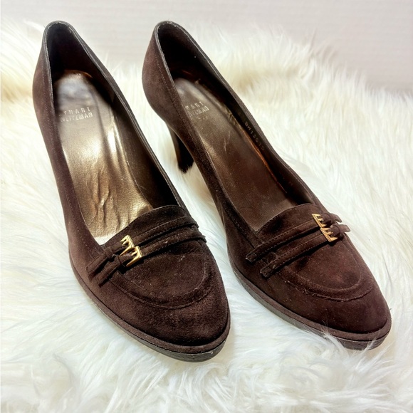 STUART WEITZMAN Cola Suede Leather Heel Pumps - Picture 3 of 9